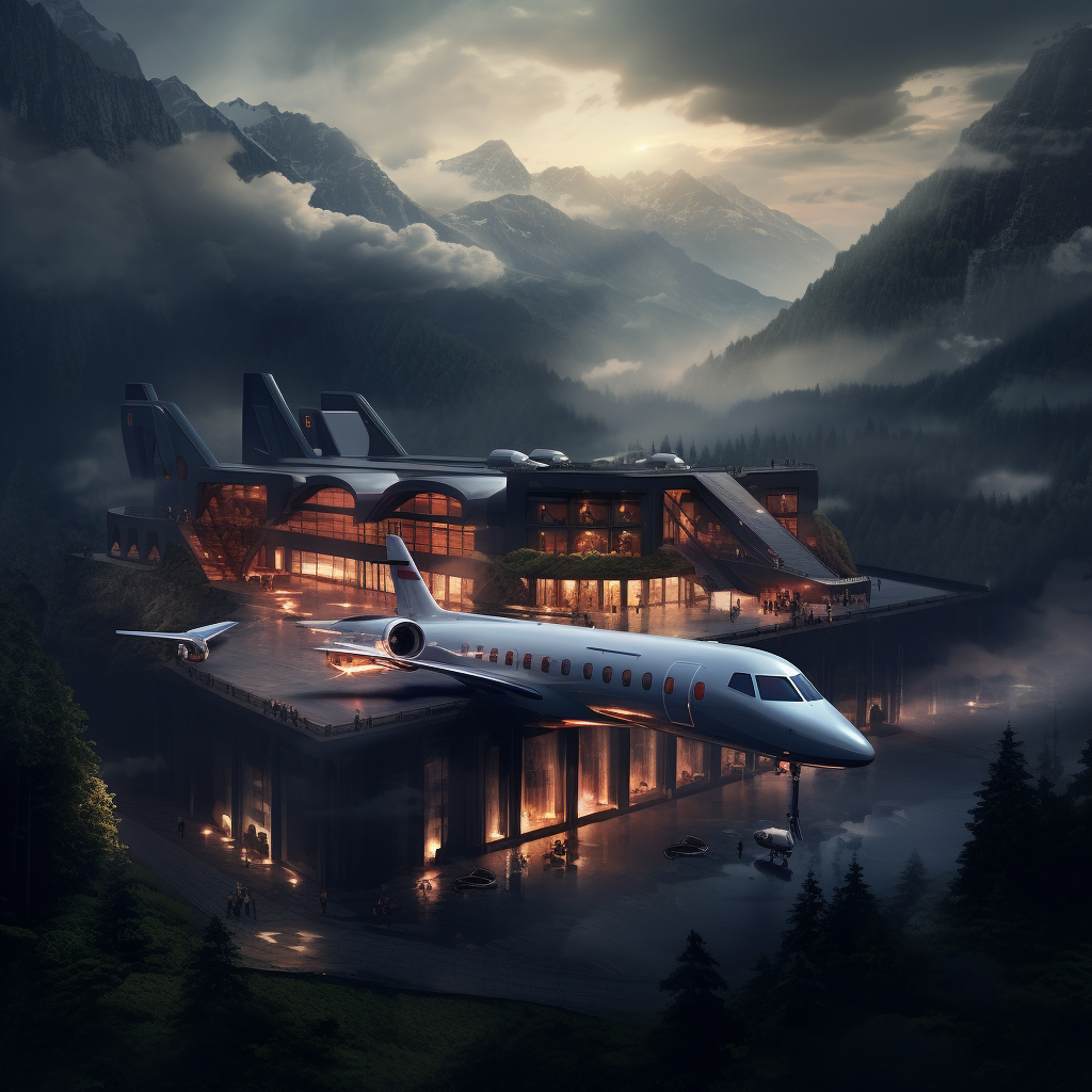 Dark Luxury Small Airport in Mountains