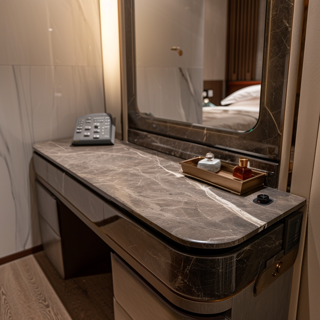 Dark marble dressing table bedroom