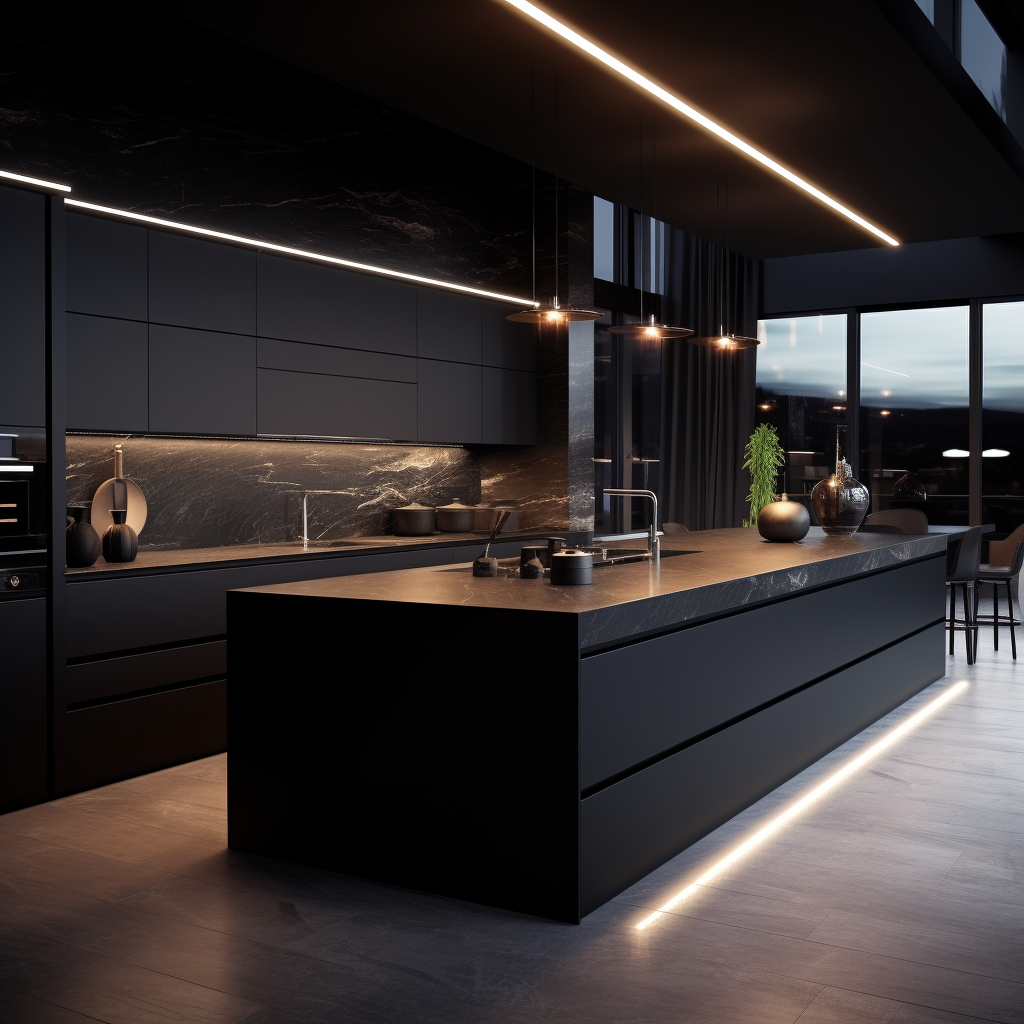 Dark minimalist modern kitchen