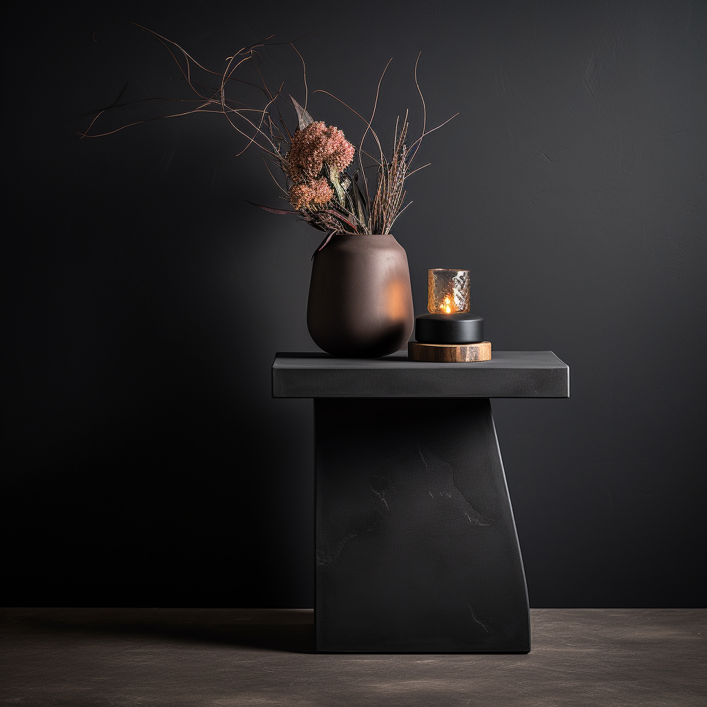 Close-up of Dark Modern Side Table