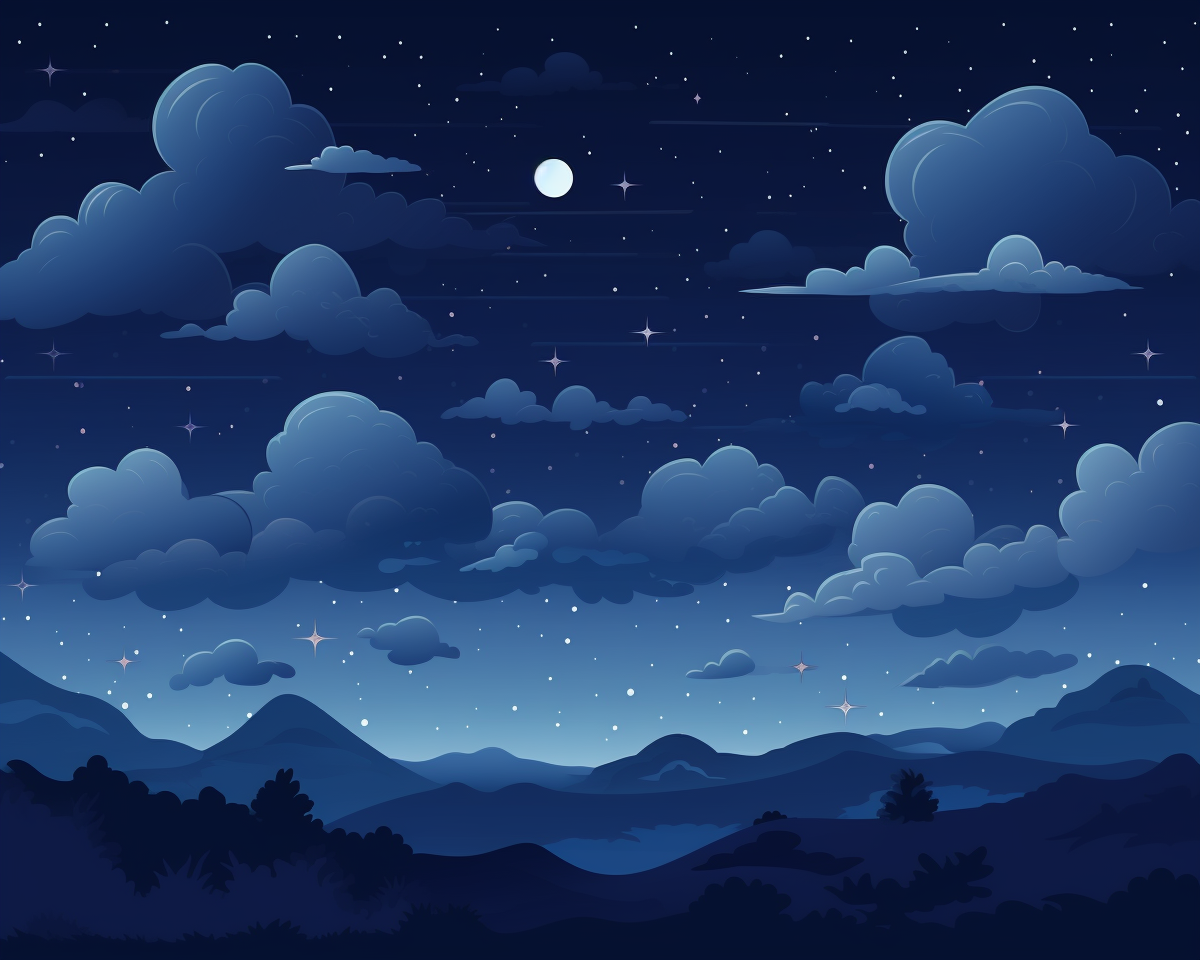 Illustration of dark night sky and clouds