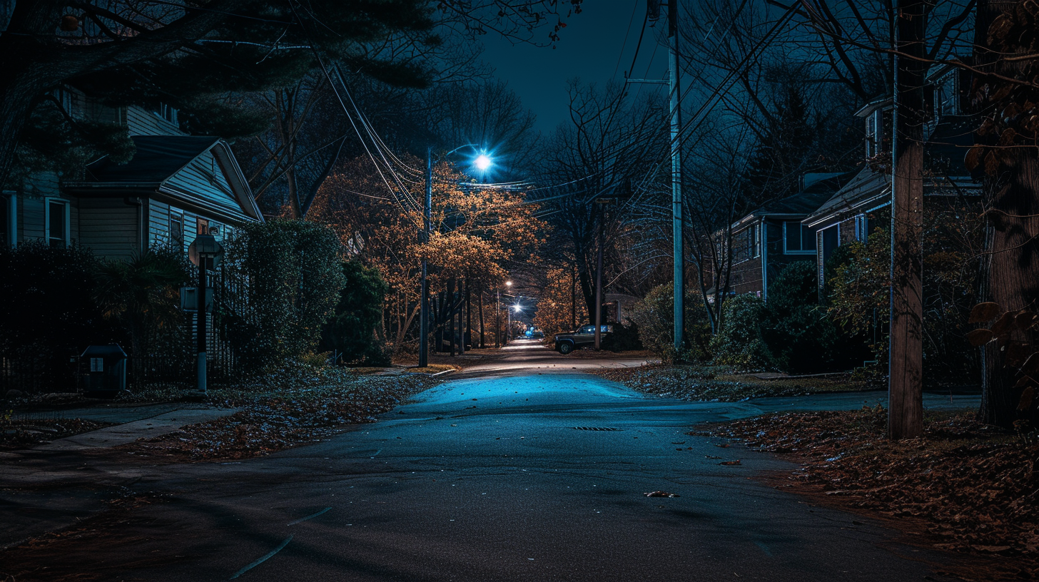 Spooky Street in Dark Night