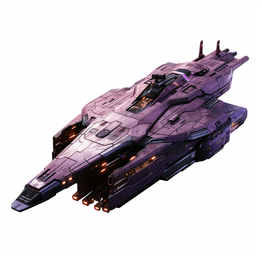 Side view of Dark Purple Dreadnought Starship