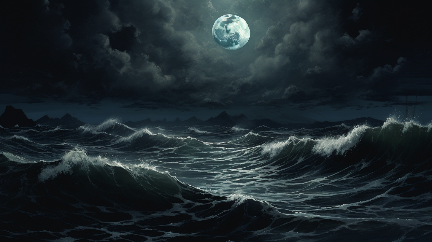 Dark sea with massive waves