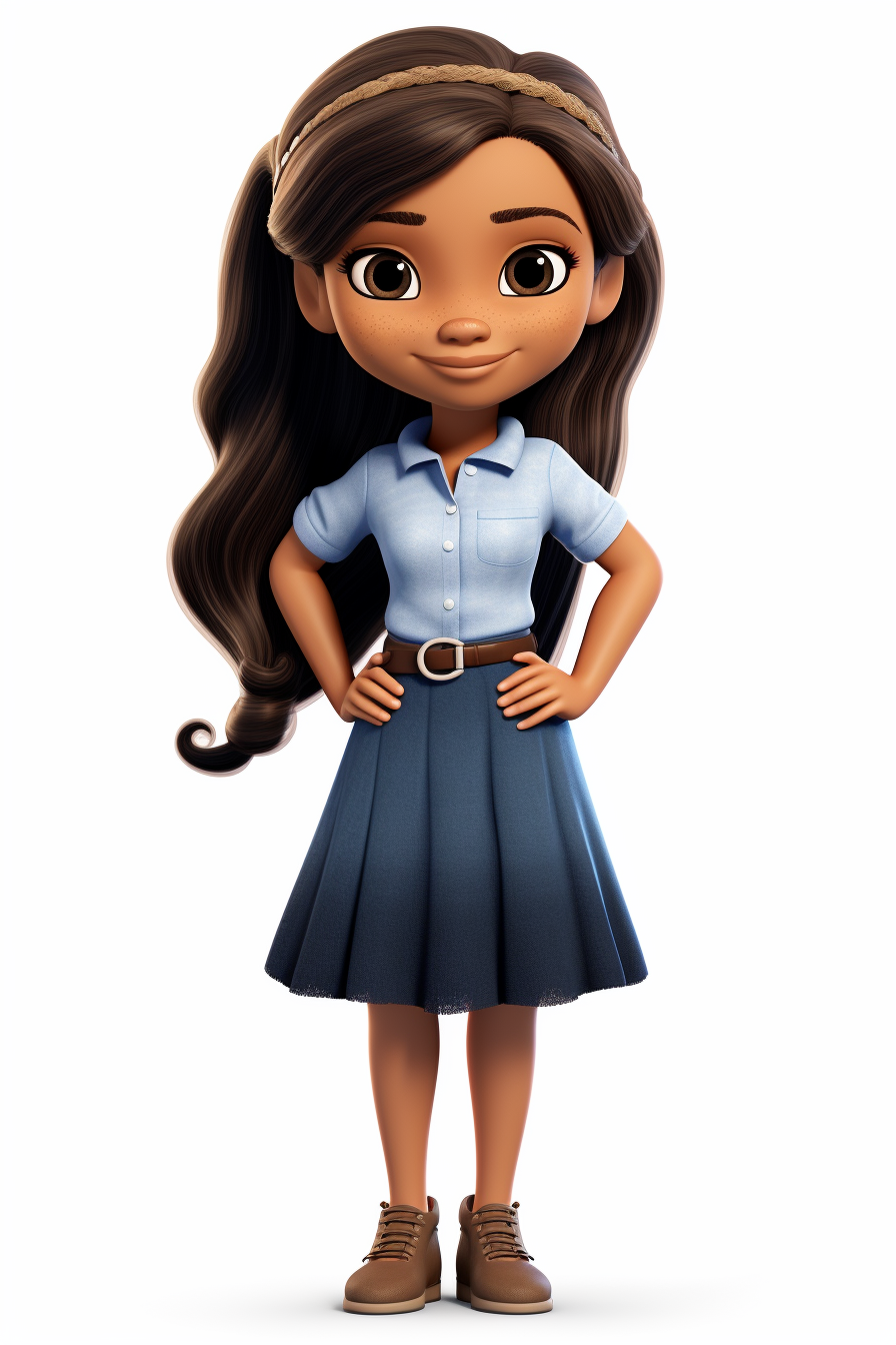 Dark Skin Mexican Child Girl Cartoon