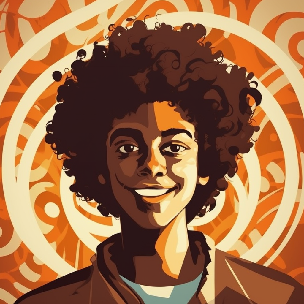 Illustration of a Fun Dark-Skinned Teenage Boy