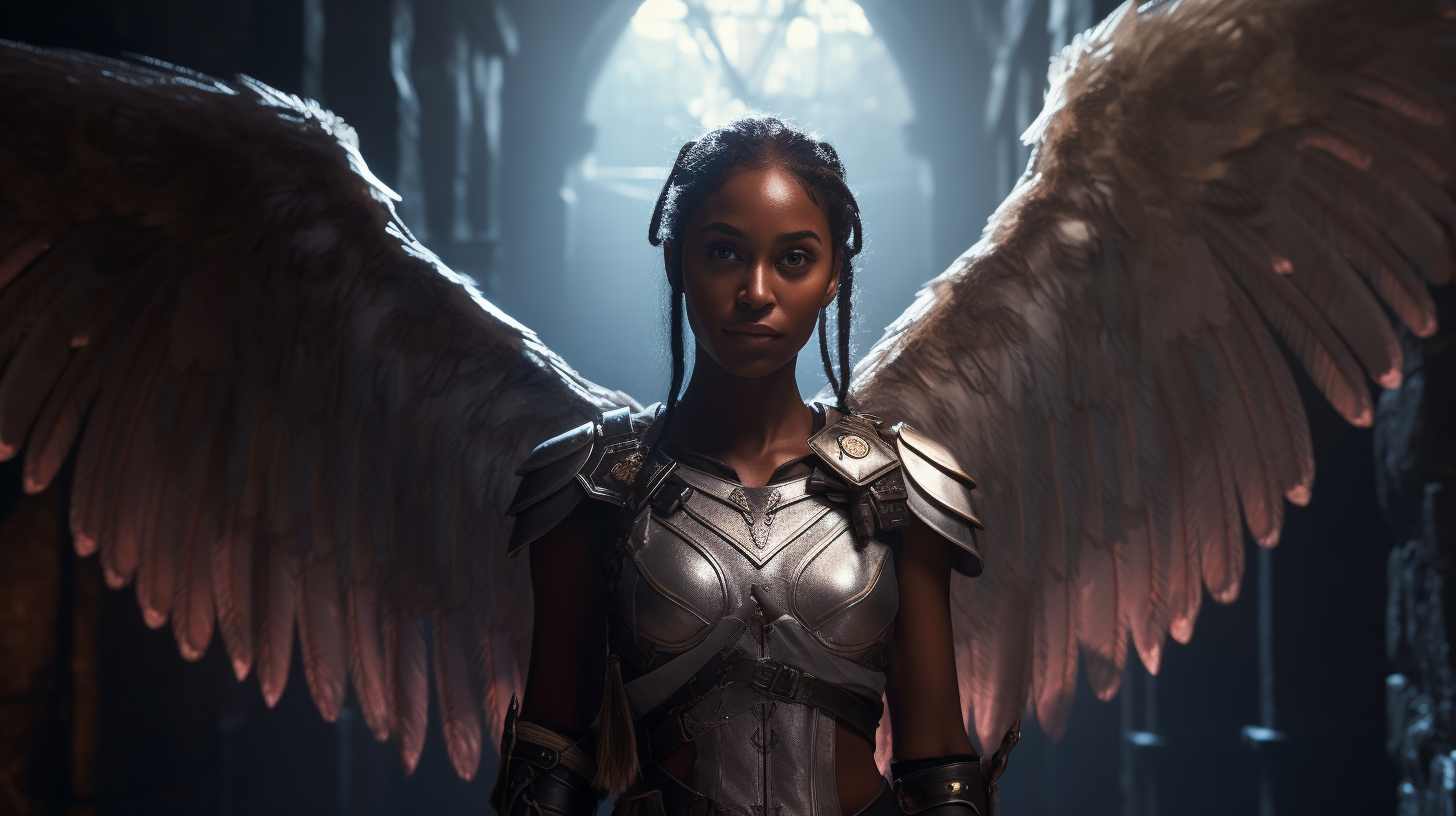 Dark-Skinned Fairy Cleric with Wings