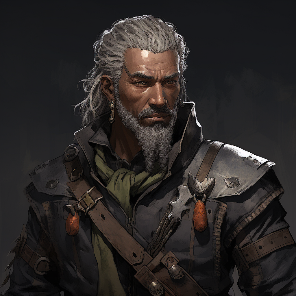 Dark-skinned mercenary with face scars