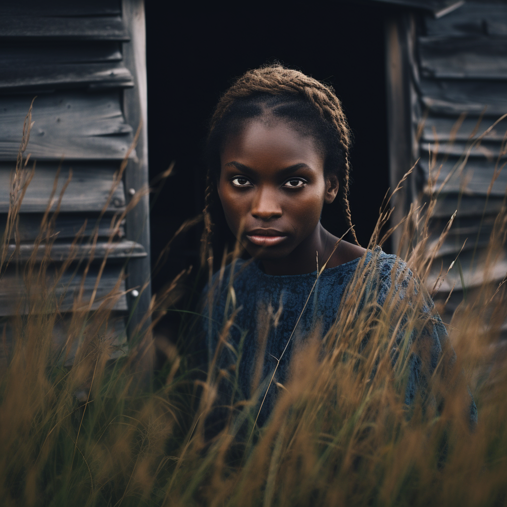 Woman hiding behind house in Sweden South