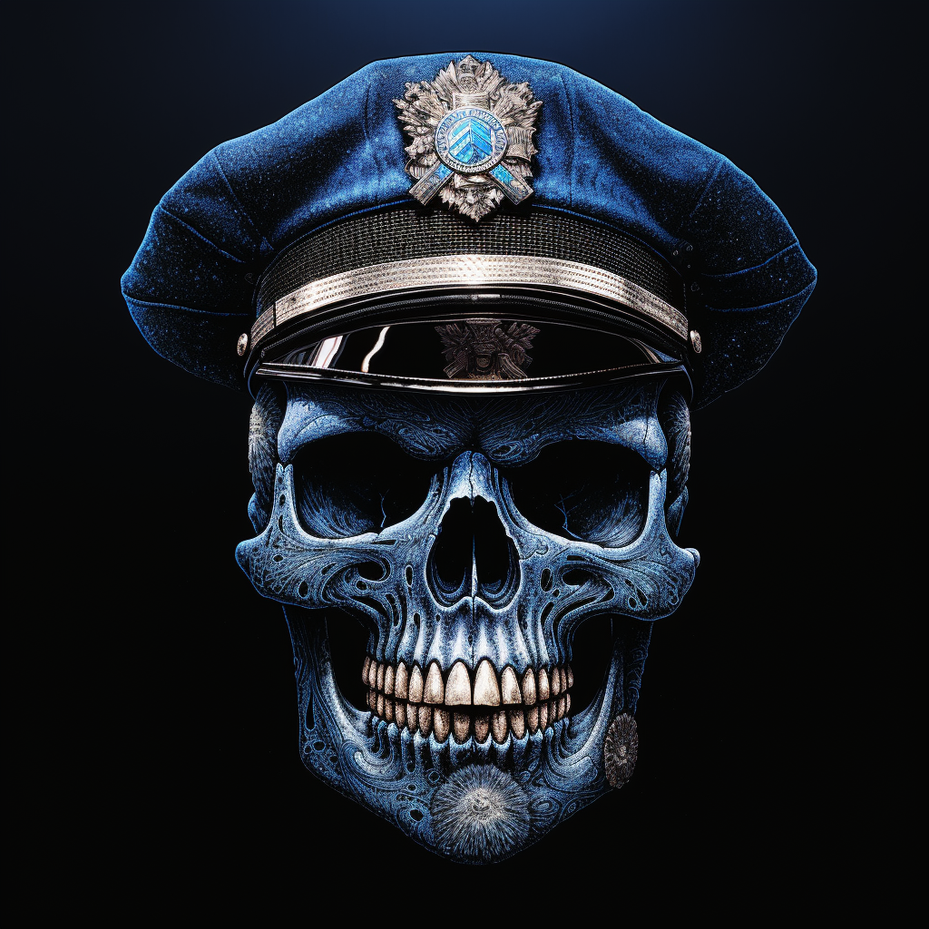 Dark skull stipple police lag artwork