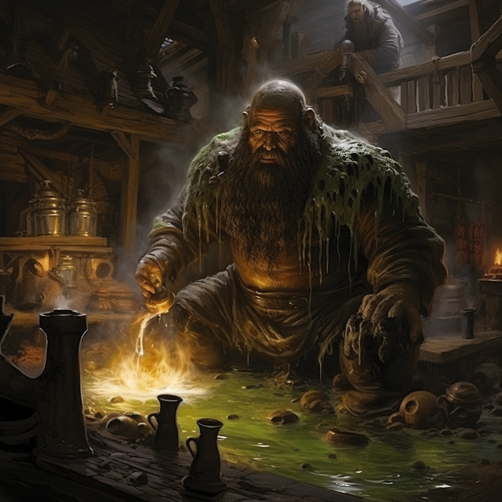 Dark slime corrupts dwarven wood worker