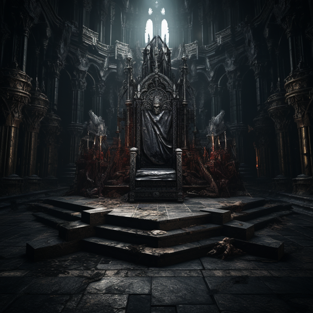 Creepy and Ancient Dark Throne Room