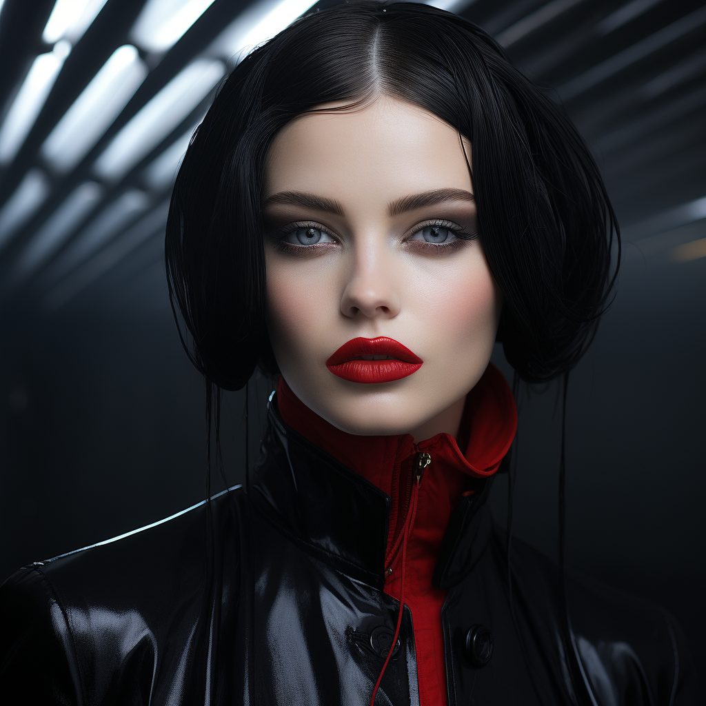 Beautiful Model with Dark Red Lipstick