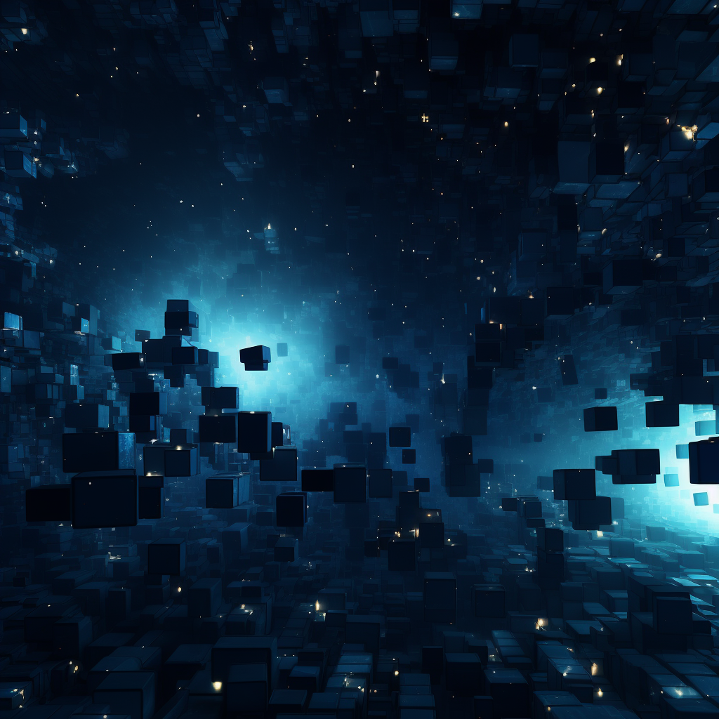 Dark blue blocks in space