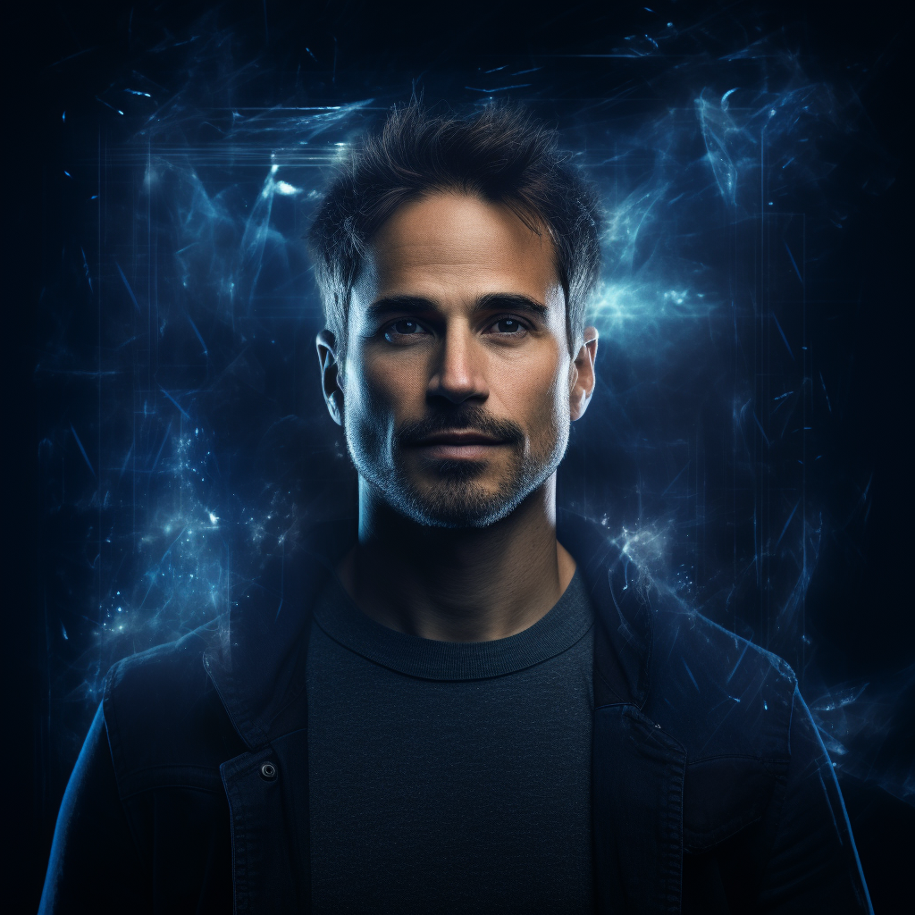 Profile picture with dark blue textured background