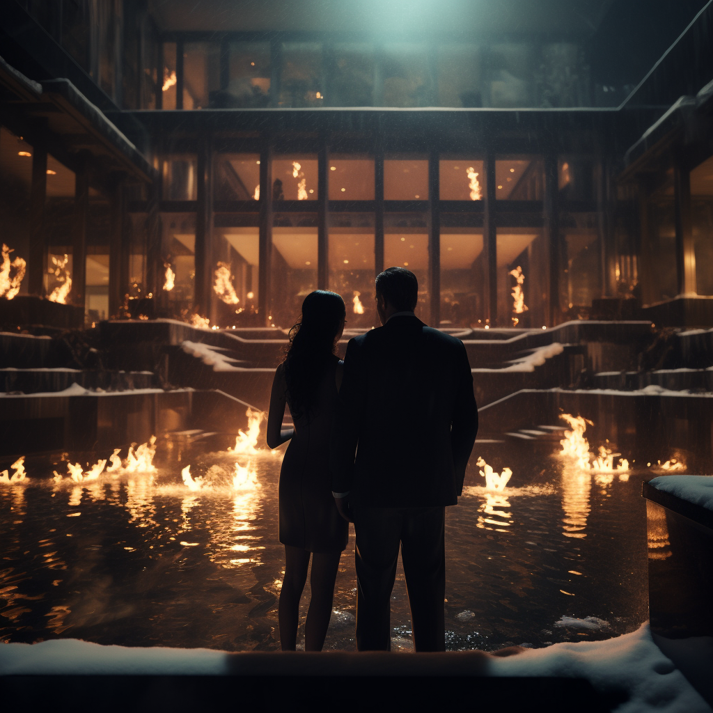 Daniel Craig and Gal Gadot in Winter Night Scene