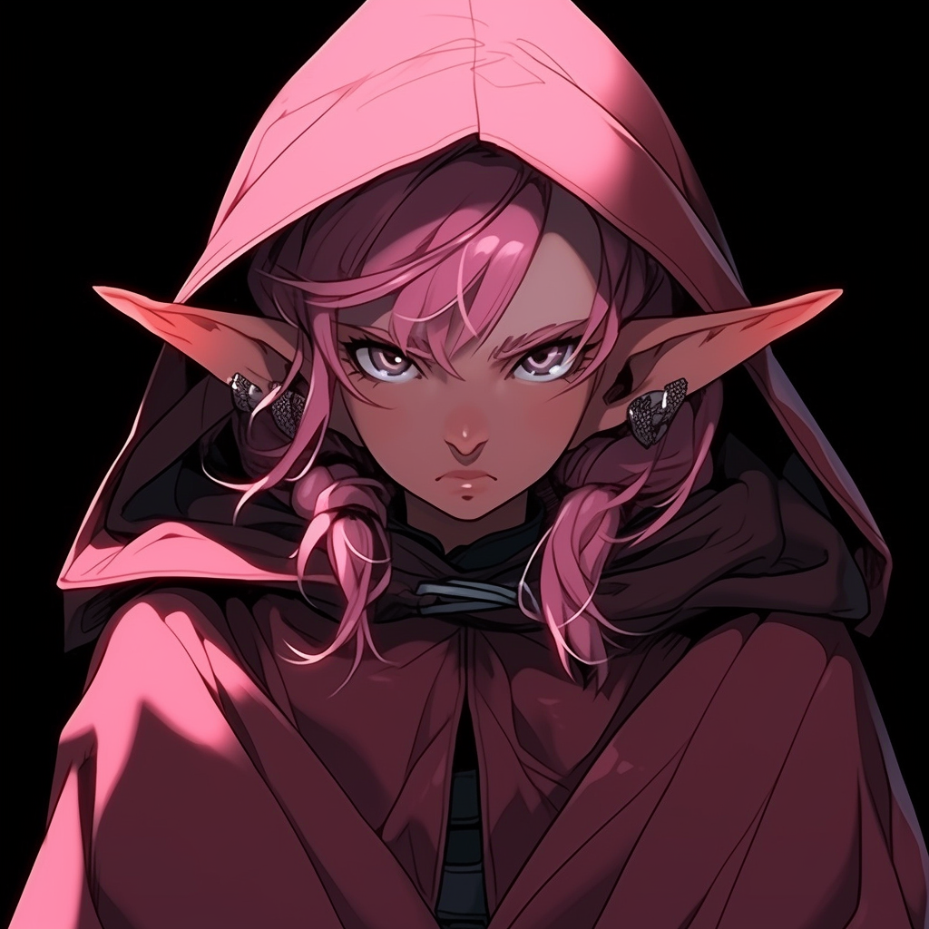 Portrait of a Dark Pink Elf Woman