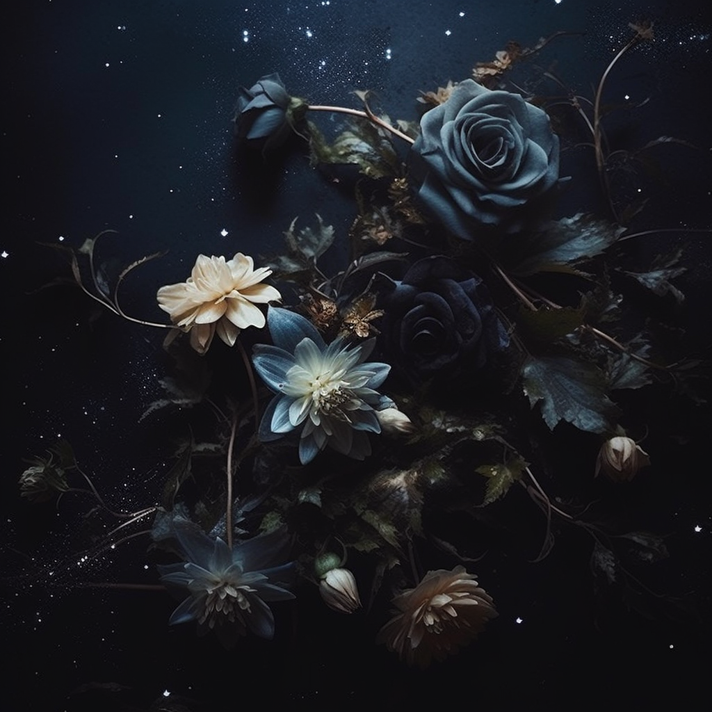 Beautiful dark star flower aesthetic