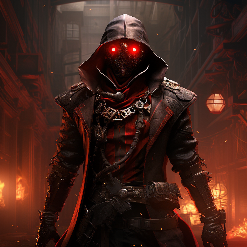 Dark steampunk Ascian with red mask