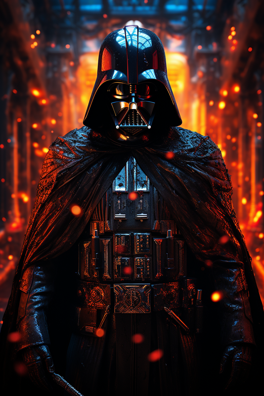 Sinister Darth Vader holding red lightsaber