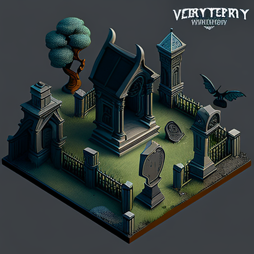 Detailed dark Victorian cemetery concept art