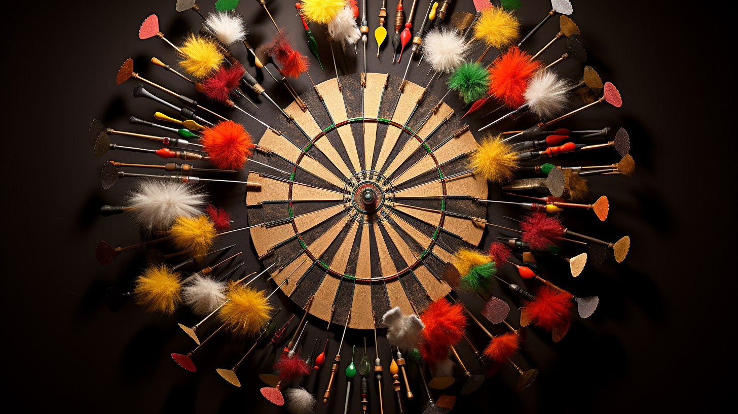 Closeup of dartboard with bullseye