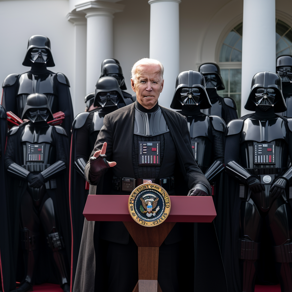 Darth Biden addressing the press conference