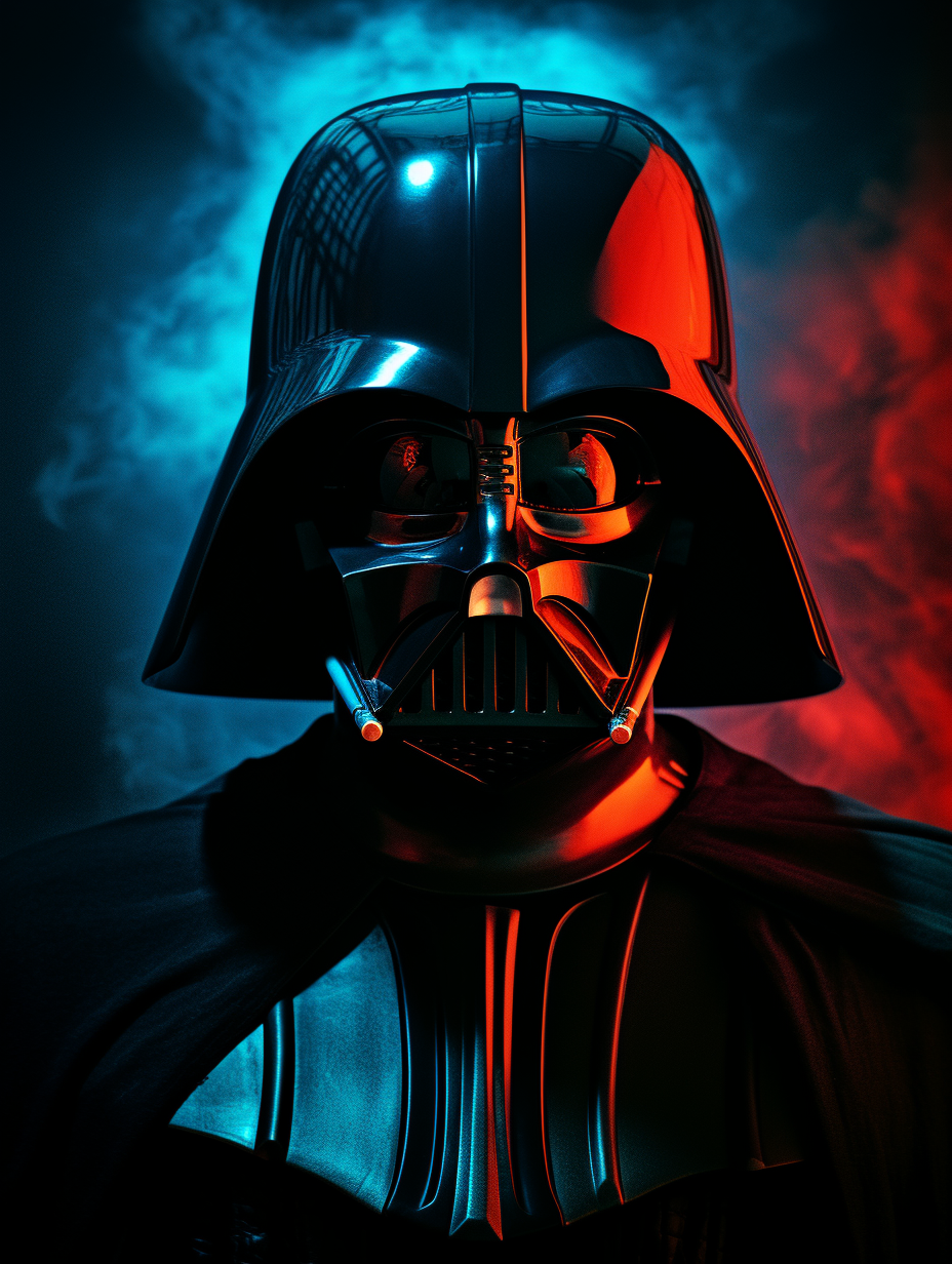 Darth Vader projected with red light