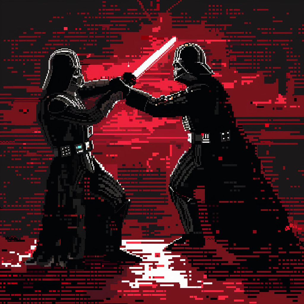 Pixelated Darth Vader Punching Rasputin