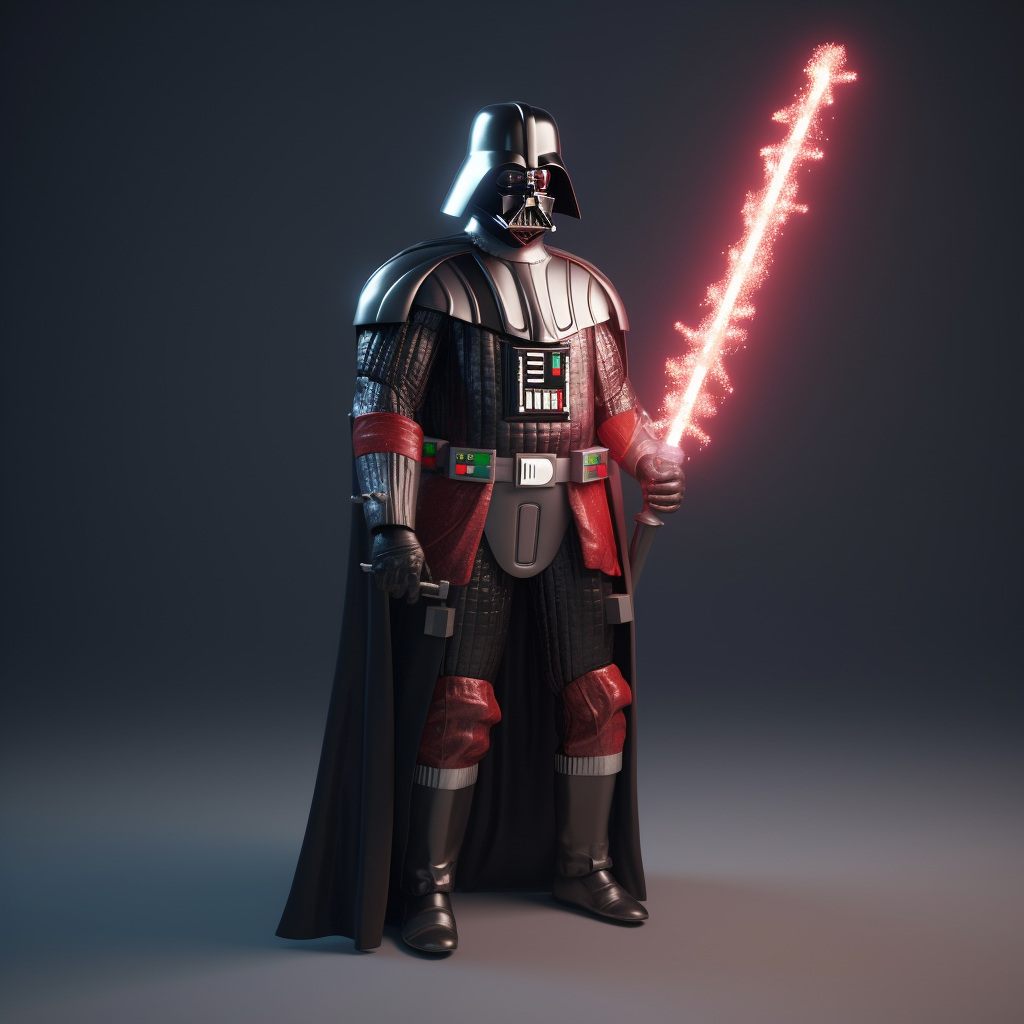 Darth Vader with Santa Cap and Candycane Lightsaber