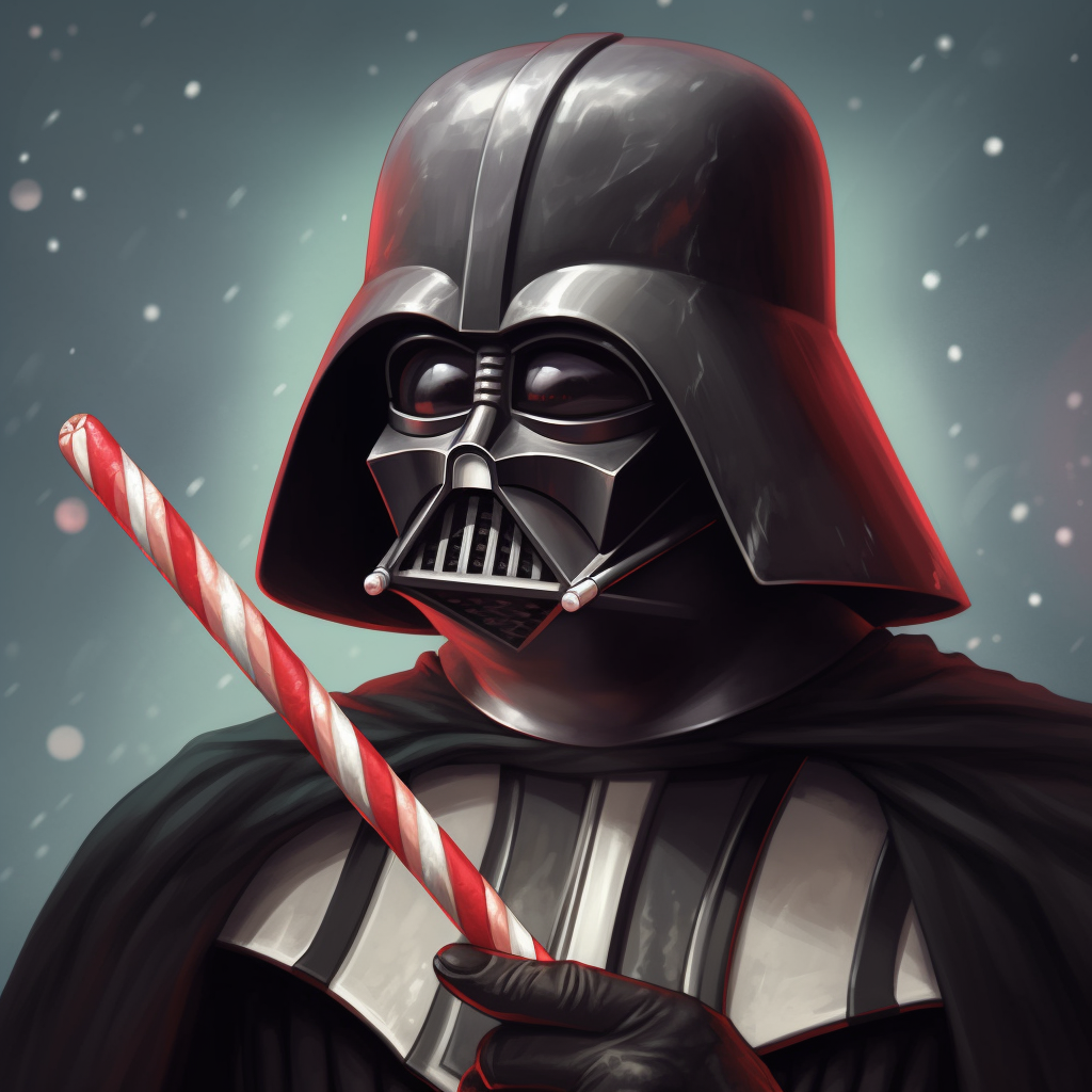 Darth Vader with Santa Hat and Candy Cane