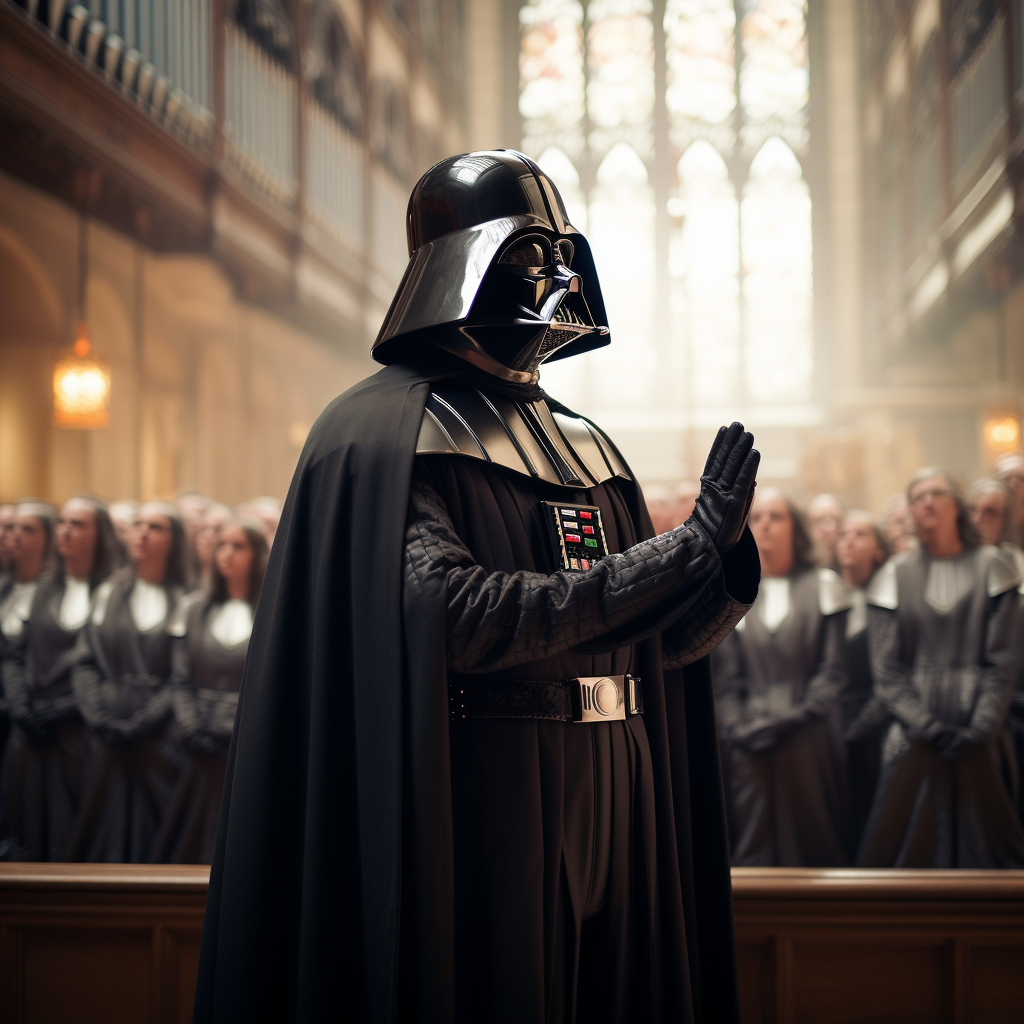 Darth Vader singing in church choir