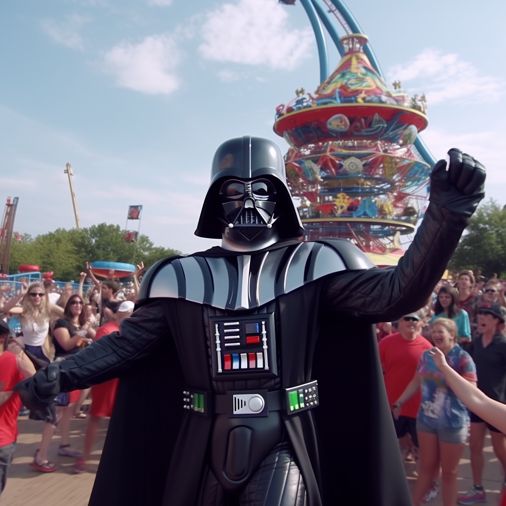 Darth Vader dancing in Six Flags commercial