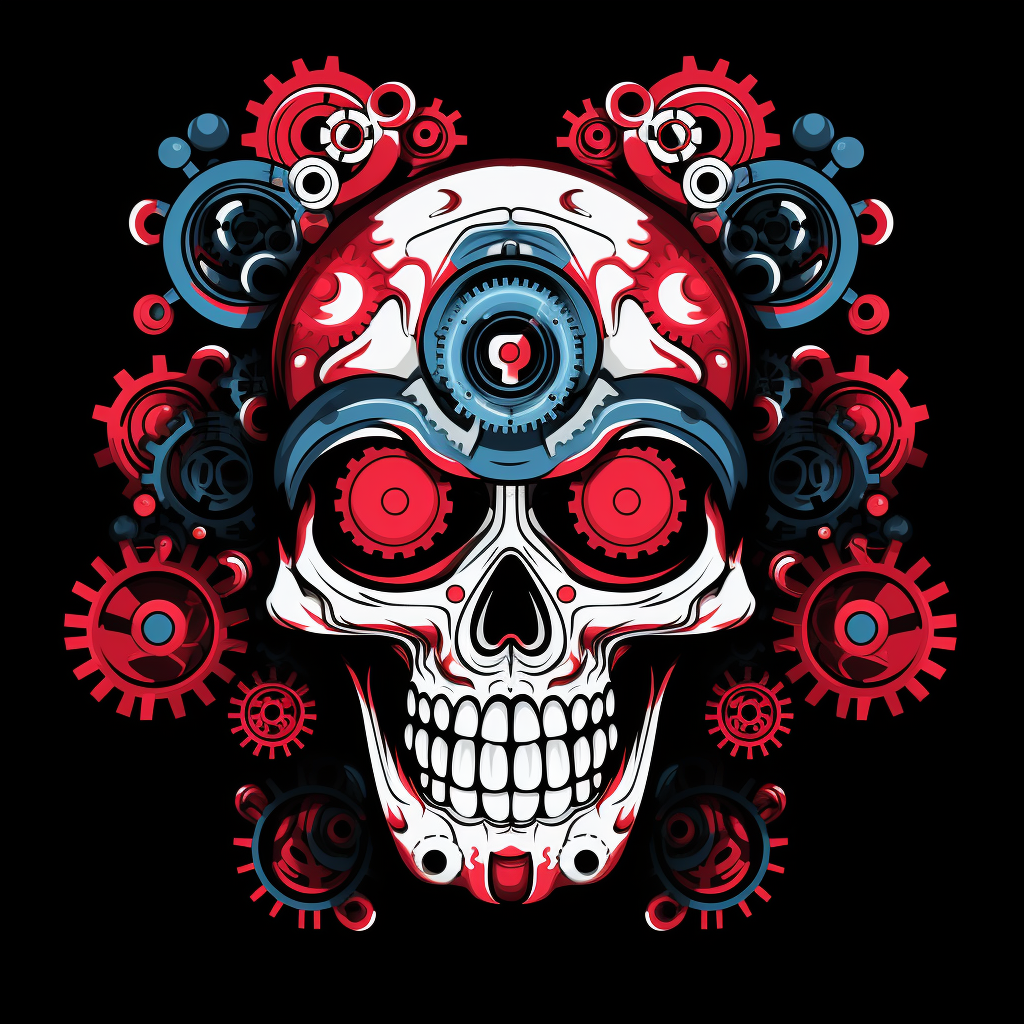 Daruma Doll Gears Rorschach T-Shirt Design