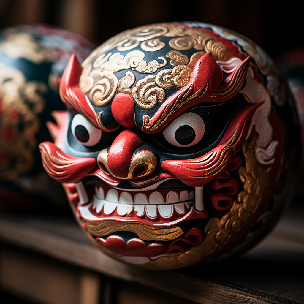 Close-Up of Old Daruma Statue