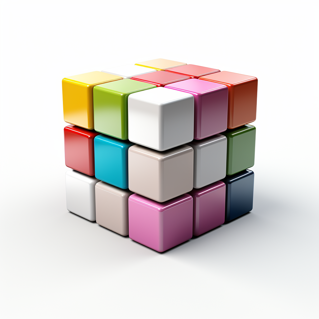 3D data cube icon on white background