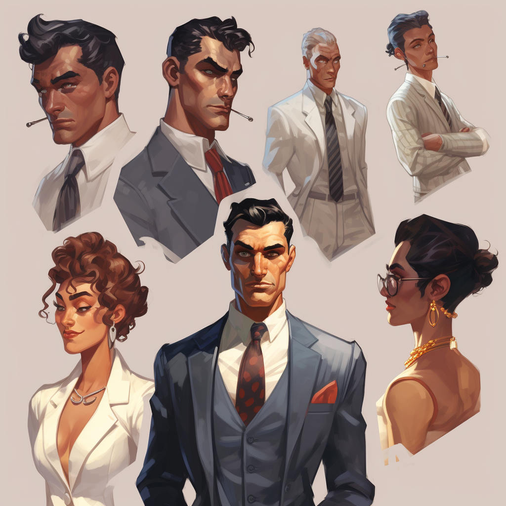 Gangster dating sim character painting