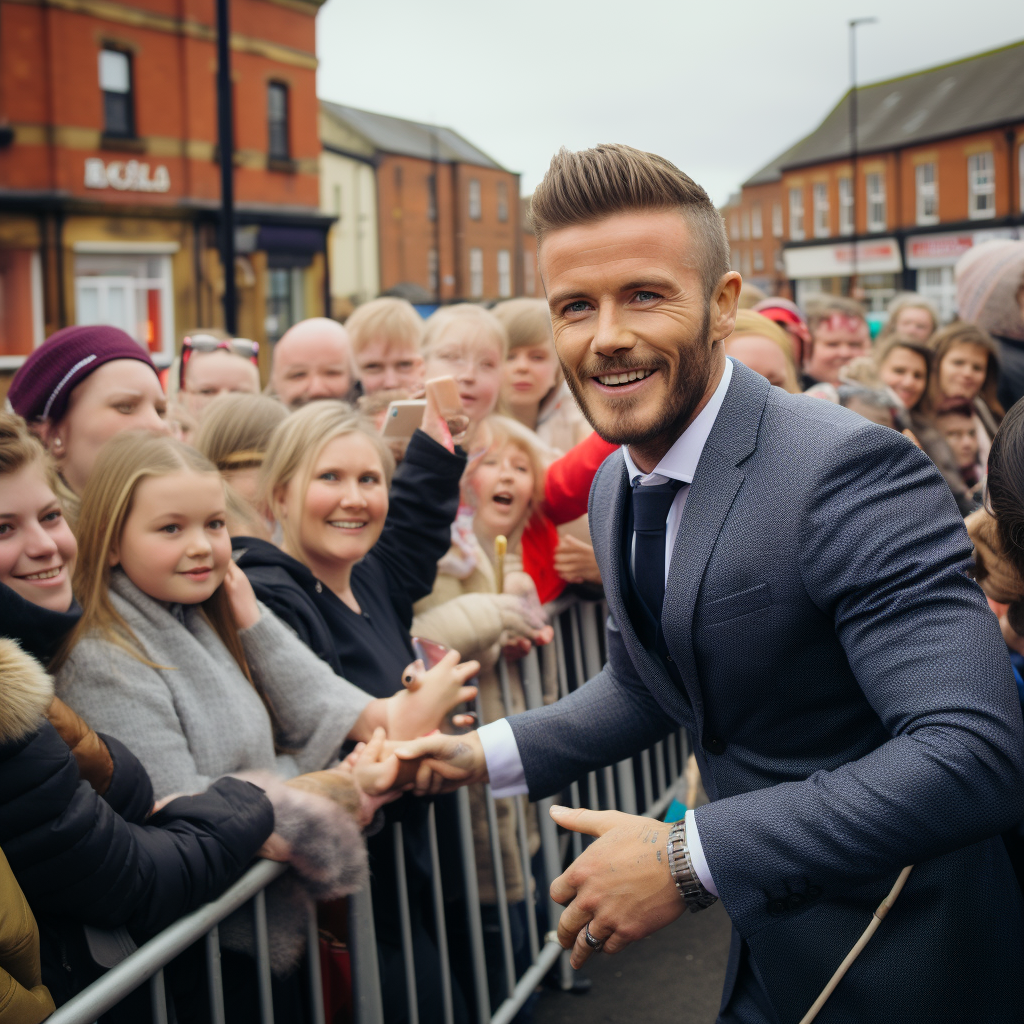 Wide angle shot of David Beckham meeting the Queen and the Pope