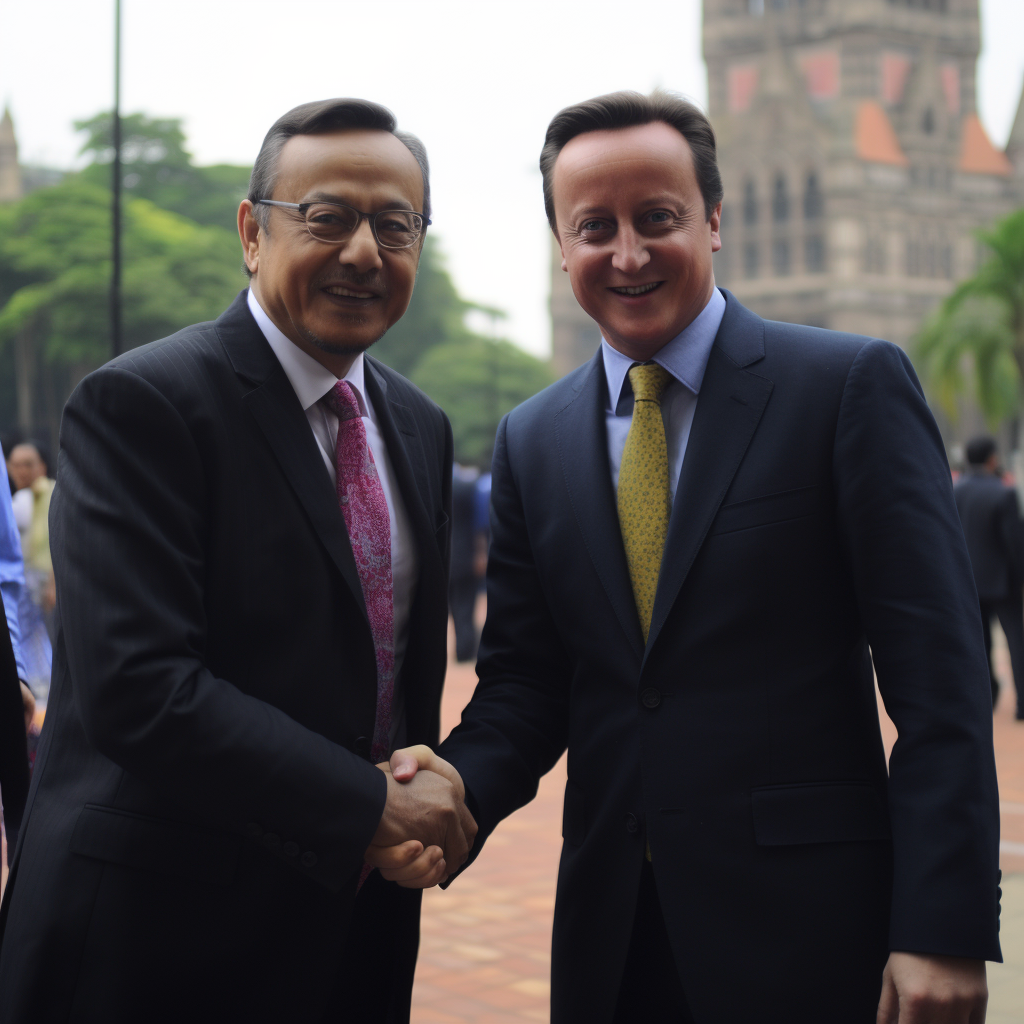 David Cameron meeting Prime Minister Anwar Ibrahim in Kuala Lumpur