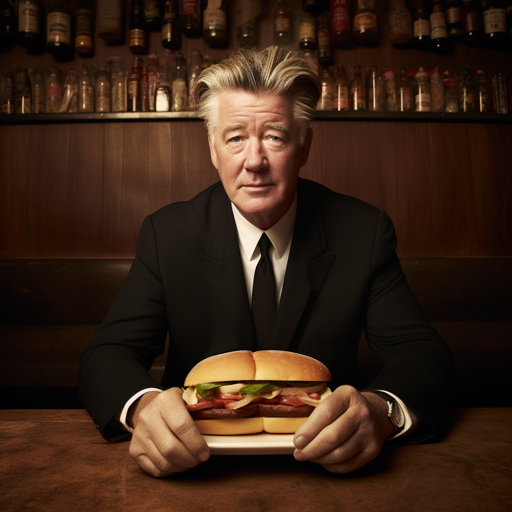 David Lynch with Pastrami Sandwich Hair