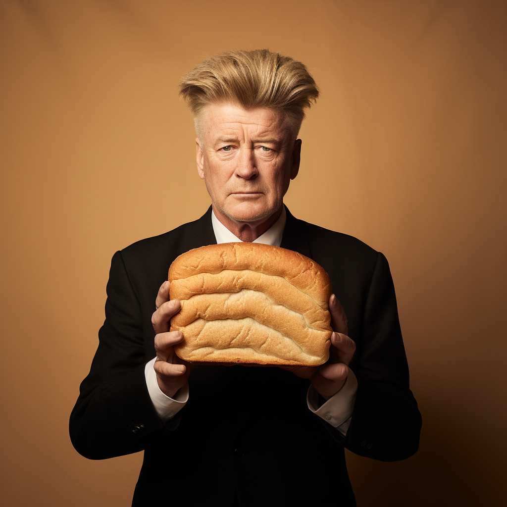 David Lynch with white bread hair