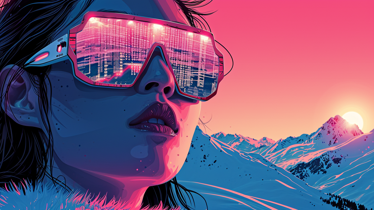 Winter sunset in Davos, award-winning poster