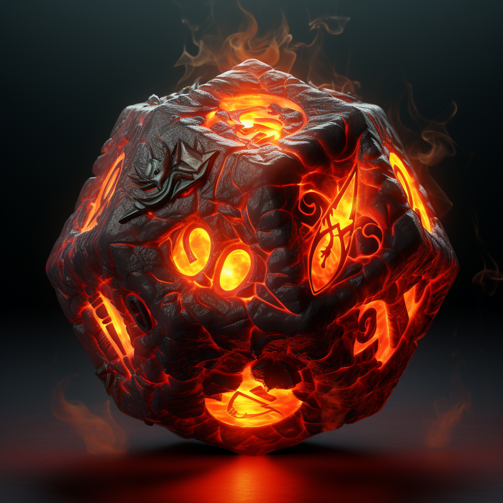 D20 with dawn, fire, light, dark