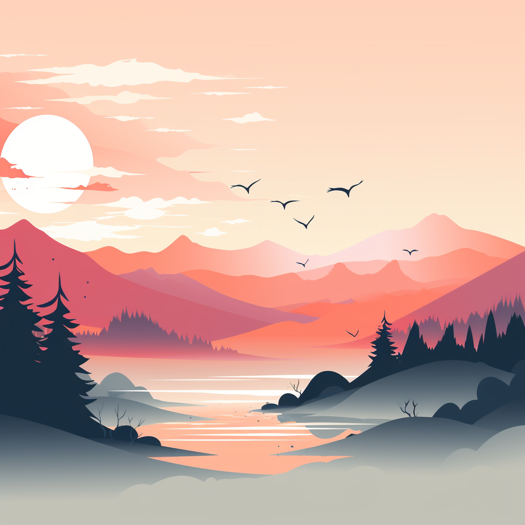 Minimalistic dawn vector on white background