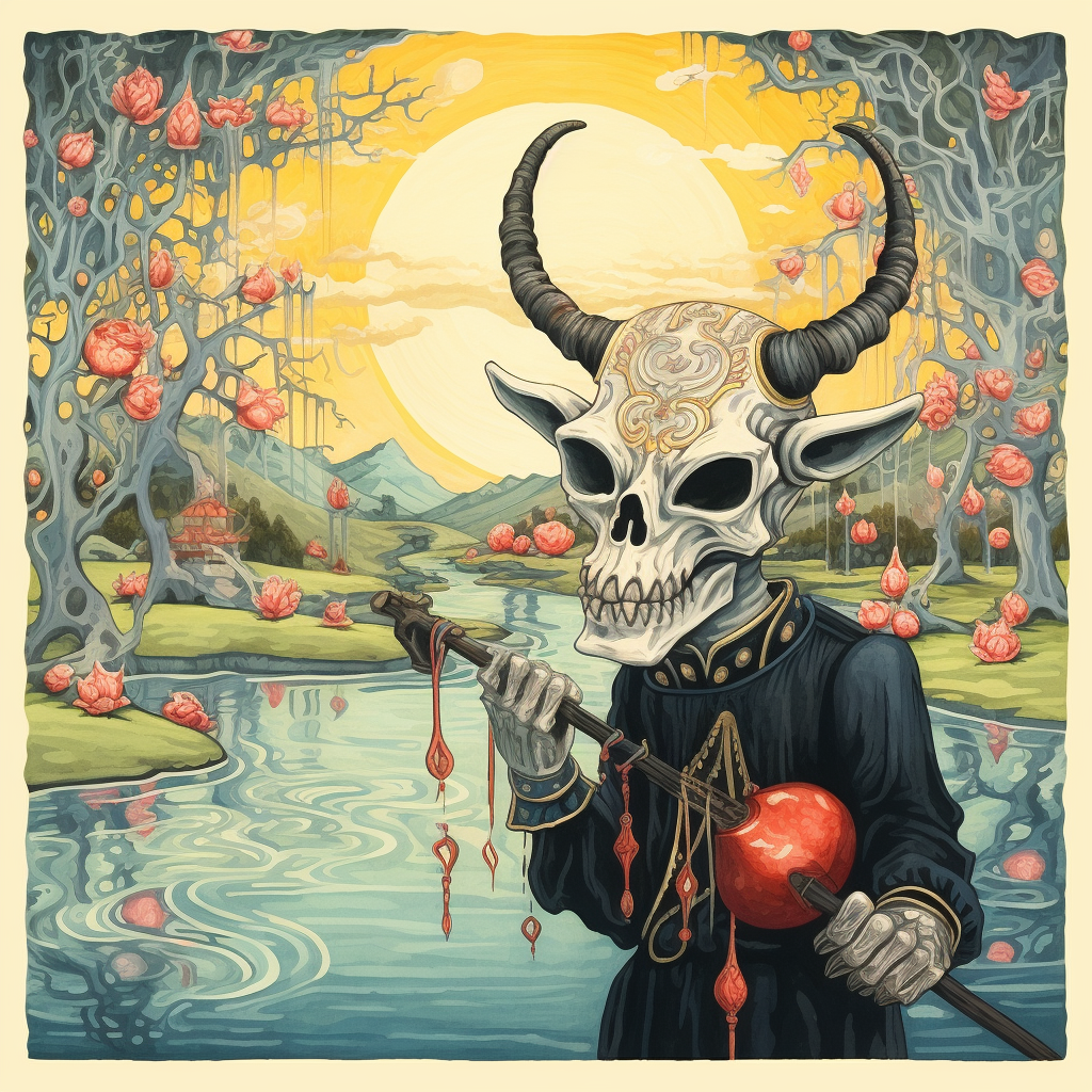 Illustration of Day of the Dead Skull in Lake Garden