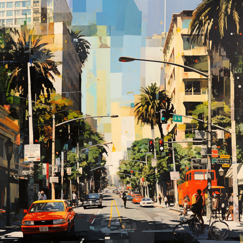 Street motif collage in California sunlight