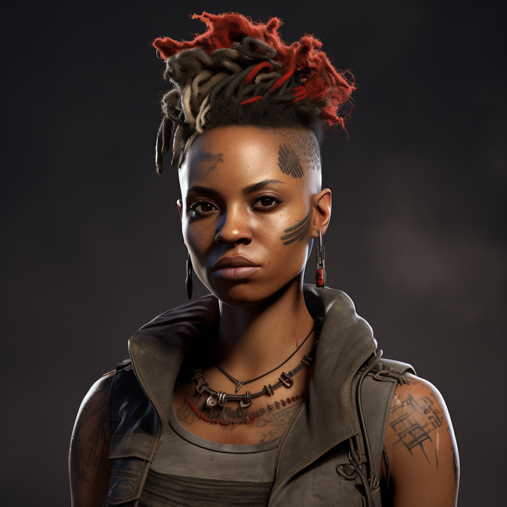 Black female character with braided mohawk in DayZ