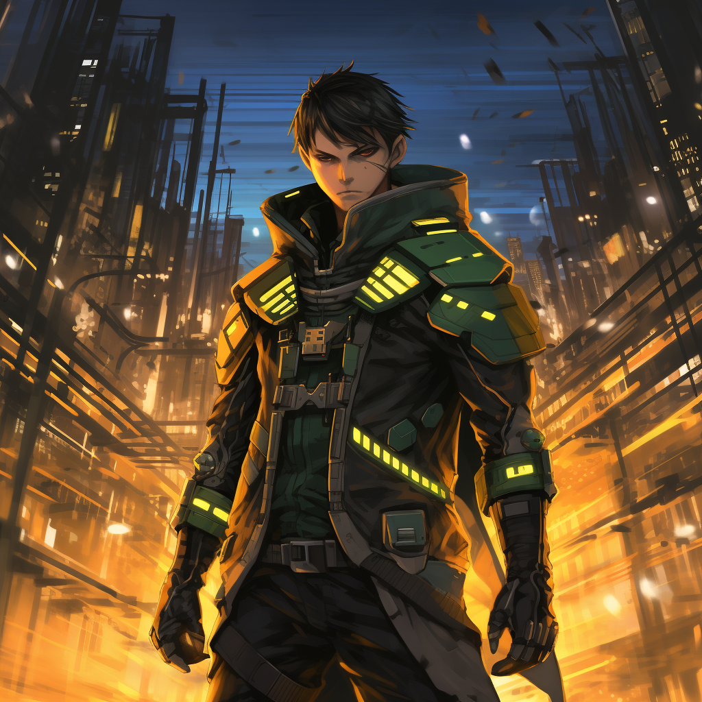 Cyberpunk Robin in Seinen Anime Art Style