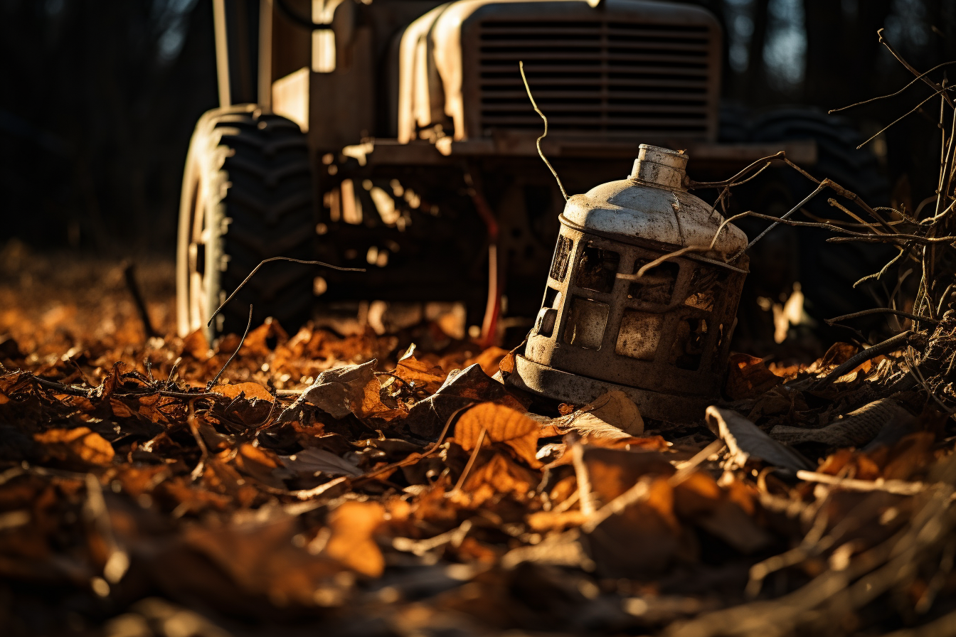 Scenic view of dead leaves and electrical wire