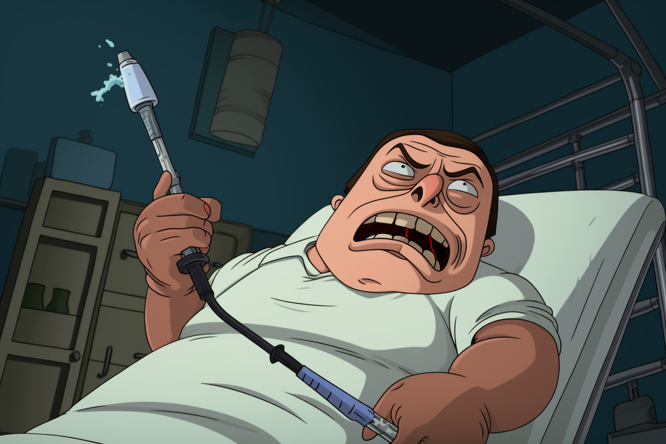 Illustration of a Deadly Syringe in Family Guy Style